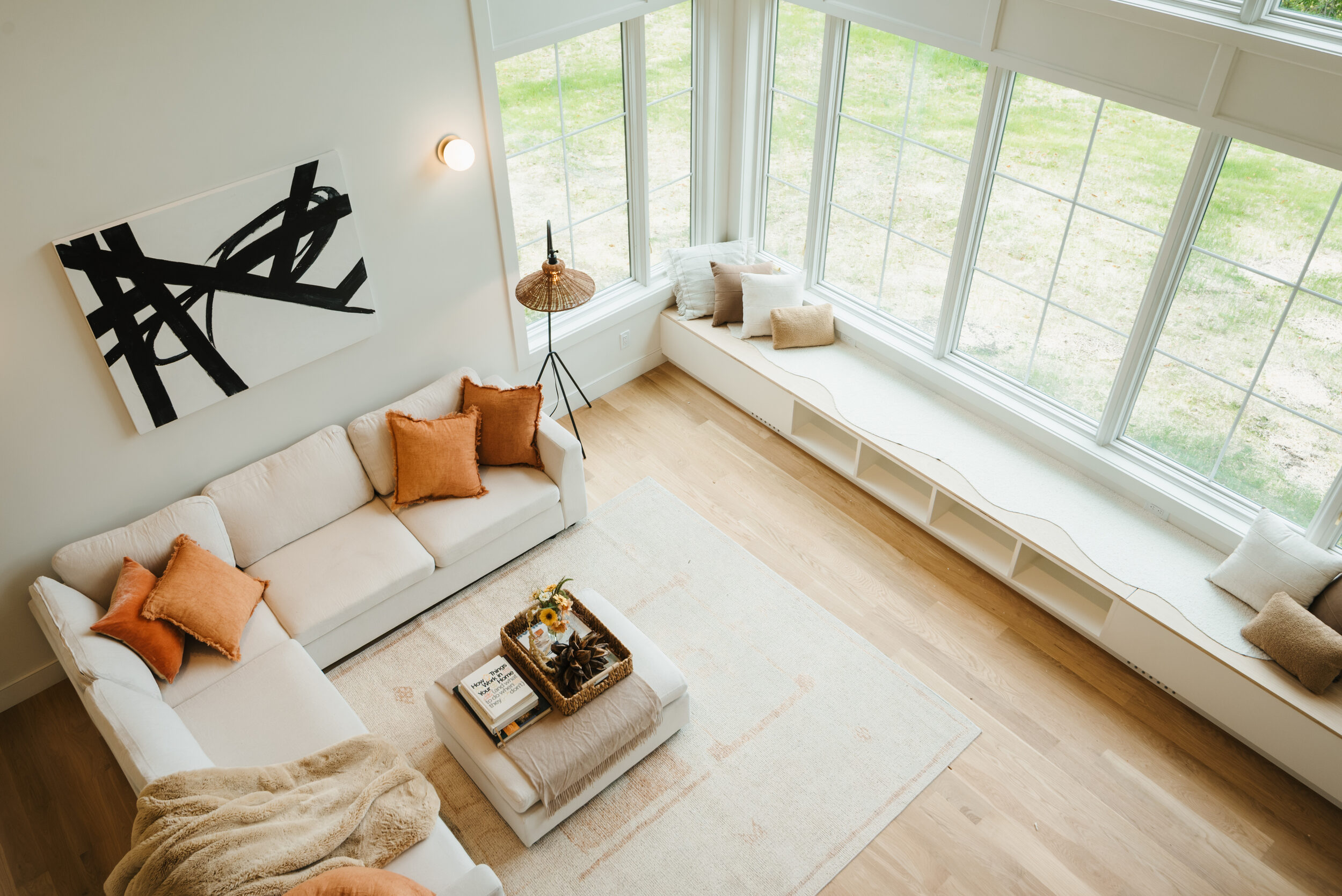 Hemlock House — great room seen from the mezzanine library